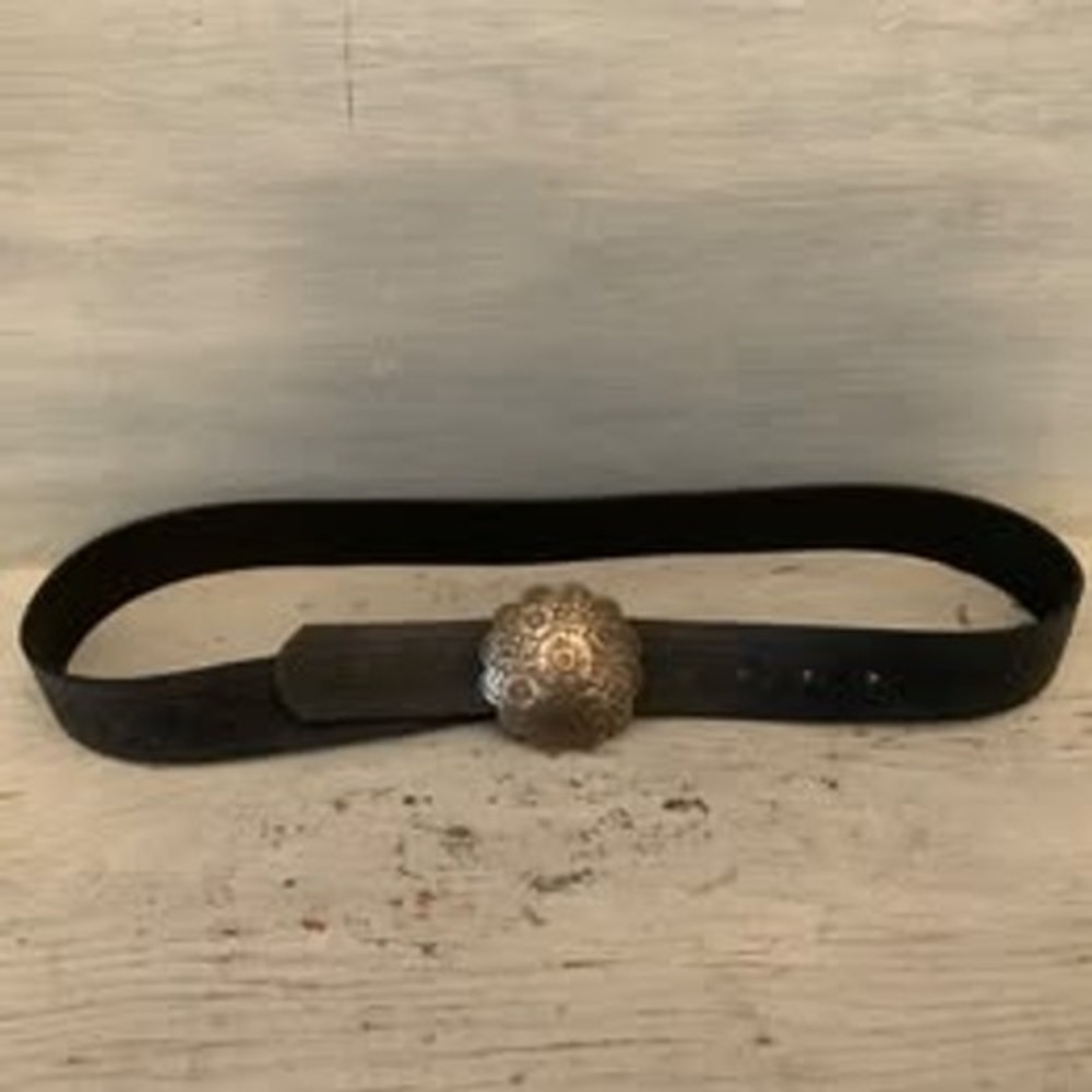 Maurices Italian Black Leather Embossed Belt w/ Brushed‎ Silver Buckle Large GC